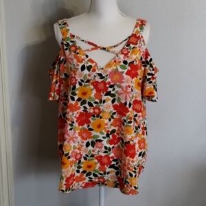 Flower & Feather Women's 1X Multicolor Floral